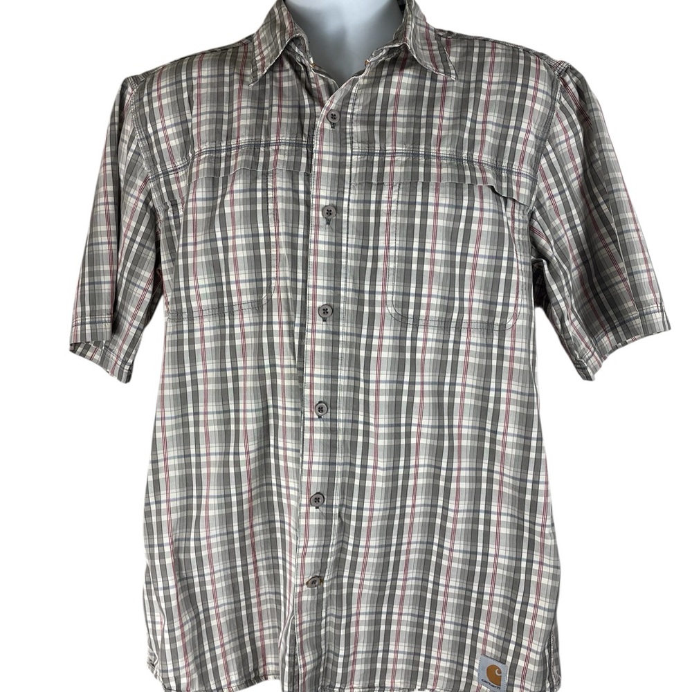 Cabela's‎ Men's Casual Gray Plaid Button-Down Shirt, Size Medium